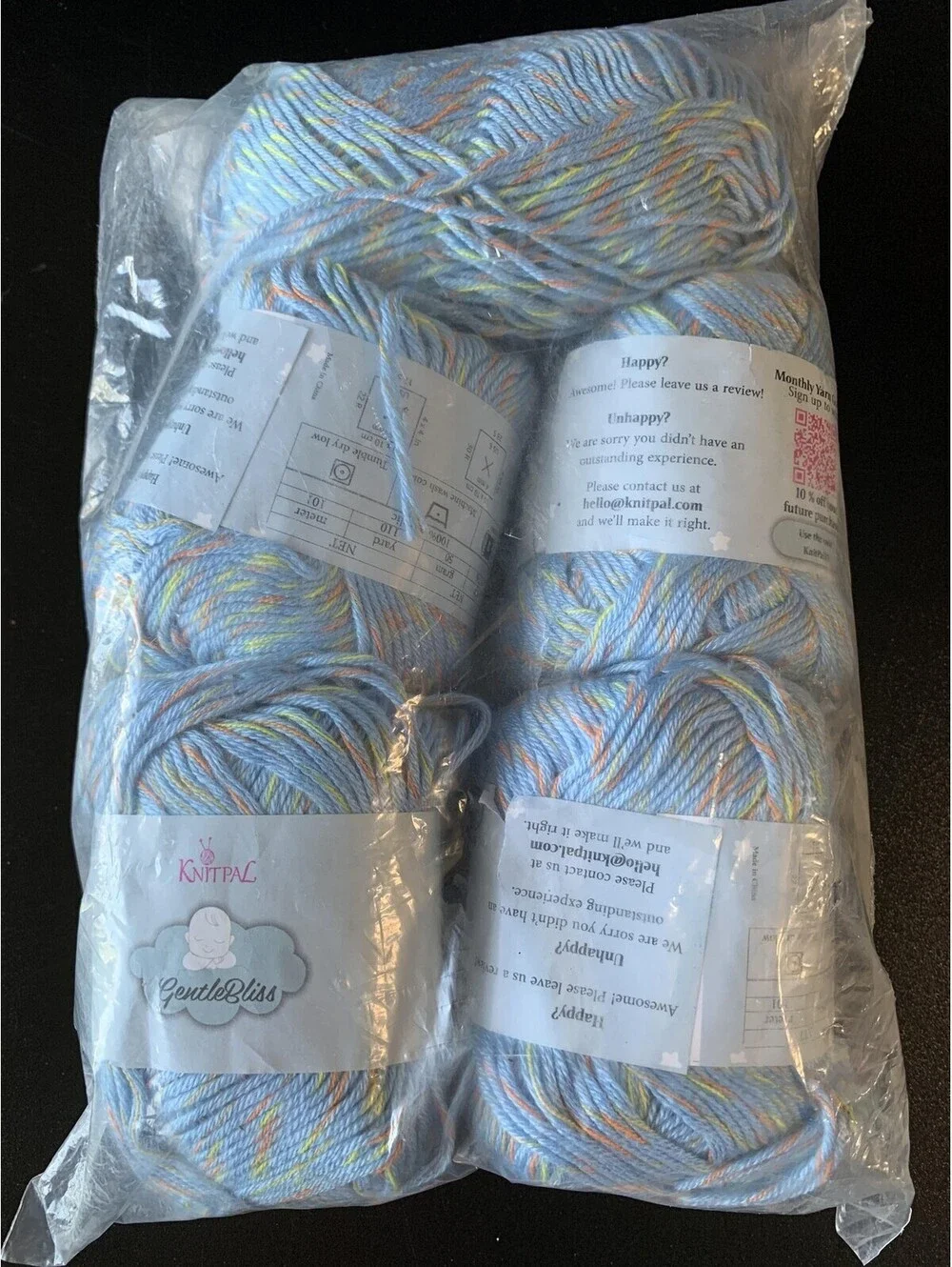 KnitPal GentleBliss Baby Yarn Lot 5 Skeins Blue Multi 110yd 3 Light DK Acrylic